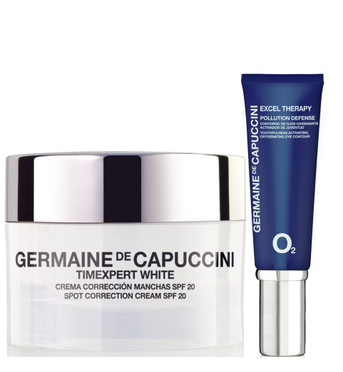 Germaine de Capuccini Набор для коррекции пигментных пятен: Крем для лица TE White SPF20 + Крем для глаз Excel Therapy O2