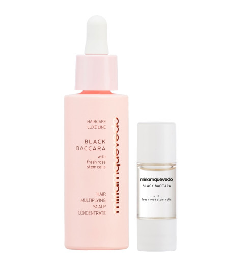 Miriam Quevedo Black Baccara Hair Multiplying Scalp Concentrate + Pre-Treatment Exfoliator / Подготовительный набор для кожи головы Омолаживающий концентрат + Эксфолиант с экстрактом розы, 30 мл + 100 мл