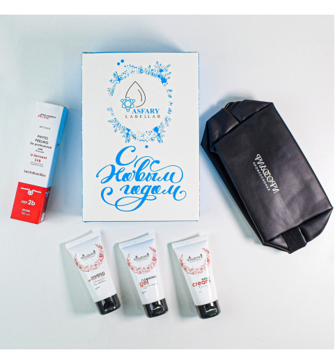 Philosophy Set New Year 2025 /  Подарочный набор: фитопиллинг, крем для рук, гель для умывания, шампунь и косметичка